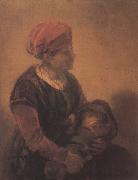 Barent fabritius, Woman with a Child in Swaddling Clothes (mk33)